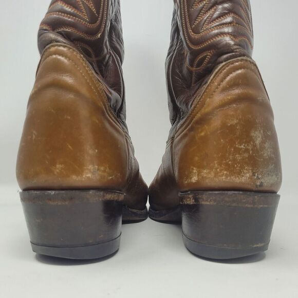 Vintage Tony Lama Boots Mens 8.5 Brown Leather Western Cowboy Rodeo - Picture 9 of 13